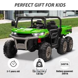 VILOBOS 24V Kids Ride On Car Dump Truck Toy 3-7 Year 6 Wheels Electric Vehicles