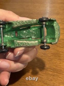 VINTAGE LARGE ARCADE CAST IRON CAR CARRIER / HAULER with 4 ARCADE VEHICLES