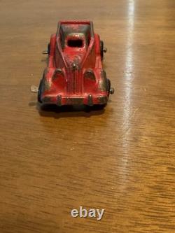 VINTAGE LARGE ARCADE CAST IRON CAR CARRIER / HAULER with 4 ARCADE VEHICLES