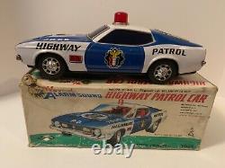 VINTAGE TOY TIN CAR JAPAN FORD MUSTANG Highway Patrol Car With box
