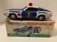 Vintage Toy Tin Car Japan Ford Mustang Highway Patrol Car With Box