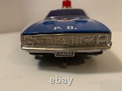 VINTAGE TOY TIN CAR JAPAN FORD MUSTANG Highway Patrol Car With box