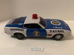 VINTAGE TOY TIN CAR JAPAN FORD MUSTANG Highway Patrol Car With box