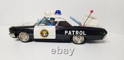 VTG Japan Ichiko 13 Tin Friction Police Patrol Car WithDriver & Speed Meter Q2