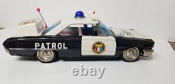 VTG Japan Ichiko 13 Tin Friction Police Patrol Car WithDriver & Speed Meter Q2