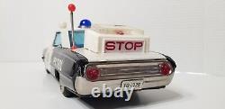 VTG Japan Ichiko 13 Tin Friction Police Patrol Car WithDriver & Speed Meter Q2