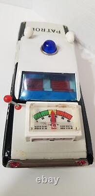 VTG Japan Ichiko 13 Tin Friction Police Patrol Car WithDriver & Speed Meter Q2