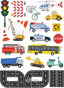 Vehicles Bathtub Toys for Kids 27 PCS Foam Traffic Toys Set with Cars, Trucks