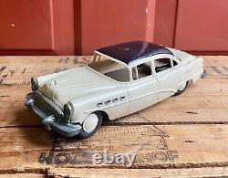 Vintage 1950s Buick Roadmaster Plastic & Tin Toy Friction Car With License Plate