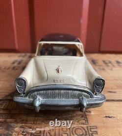 Vintage 1950s Buick Roadmaster Plastic & Tin Toy Friction Car With License Plate