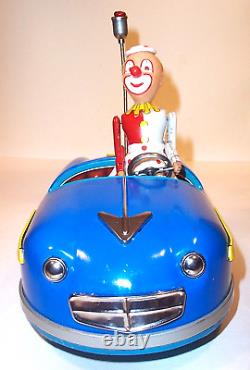 Vintage Alps Clown Bumper Car Rare 1961 Tin Circus Carnival Toy Near Mint Japan