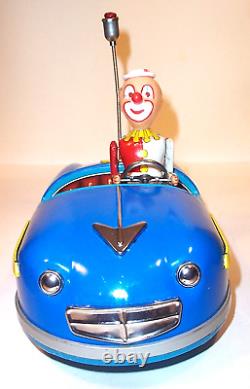 Vintage Alps Clown Bumper Car Rare 1961 Tin Circus Carnival Toy Near Mint Japan