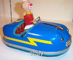 Vintage Alps Clown Bumper Car Rare 1961 Tin Circus Carnival Toy Near Mint Japan