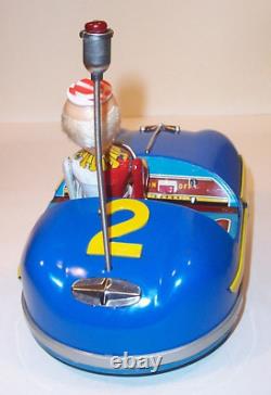 Vintage Alps Clown Bumper Car Rare 1961 Tin Circus Carnival Toy Near Mint Japan