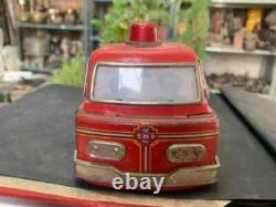 Vintage Fire Brigade Fire Dept. Car Vehicle Tin Metal Kids Toy Car Made In Japan