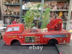 Vintage Fire Brigade Fire Dept. Car Vehicle Tin Metal Kids Toy Car Made In Japan