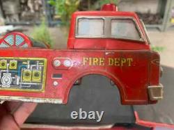 Vintage Fire Brigade Fire Dept. Car Vehicle Tin Metal Kids Toy Car Made In Japan