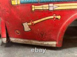 Vintage Fire Brigade Fire Dept. Car Vehicle Tin Metal Kids Toy Car Made In Japan
