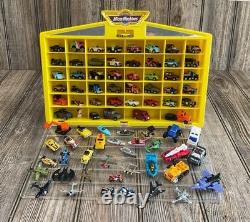 Vintage Galoob Micro Machines 1989 Yellow Display Case Lot Of 79 Vehicles Items