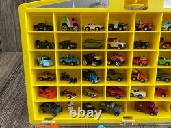 Vintage Galoob Micro Machines 1989 Yellow Display Case Lot Of 79 Vehicles Items