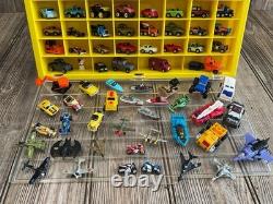 Vintage Galoob Micro Machines 1989 Yellow Display Case Lot Of 79 Vehicles Items