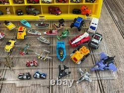Vintage Galoob Micro Machines 1989 Yellow Display Case Lot Of 79 Vehicles Items