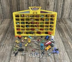 Vintage Galoob Micro Machines 1989 Yellow Display Case Lot Of 79 Vehicles Items