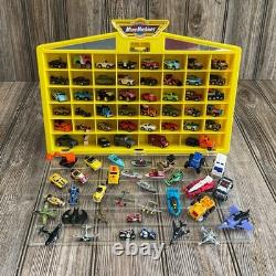 Vintage Galoob Micro Machines 1989 Yellow Display Case Lot Of 79 Vehicles Items