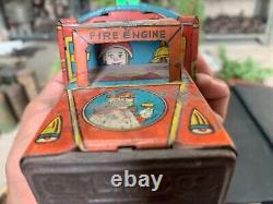 Vintage Indian Old Fire Engine Car Vehicle Tin Metal Made Kids Playing Toy Car