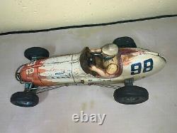 Vintage LARGE Yonezawa Sanyo 98 Tin Friction Toy Champions Race Car Racer