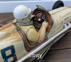 Vintage LARGE Yonezawa Sanyo Toys 98 Tin Friction Toy Champions Race Car Racer