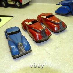 Vintage Marx Auto Transport Truck With Cars (4), Pressed Steel Toy Vehicle