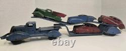 Vintage Marx Toy Pressed Steel 1930s Car Hauler. Vehicle Transporter