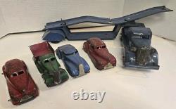 Vintage Marx Toy Pressed Steel 1930s Car Hauler. Vehicle Transporter