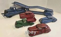Vintage Marx Toy Pressed Steel 1930s Car Hauler. Vehicle Transporter
