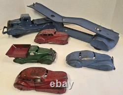 Vintage Marx Toy Pressed Steel 1930s Car Hauler. Vehicle Transporter