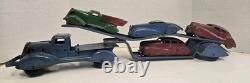 Vintage Marx Toy Pressed Steel 1930s Car Hauler. Vehicle Transporter