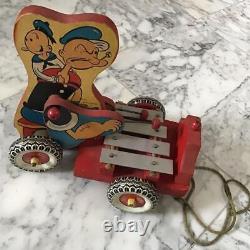 Vintage POPEYE Car Toy Xylophone Rattle Vehicle Japan Character Collectible