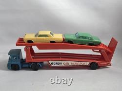 Vintage Plastic Gordy Car Transport Tractor Trailer Truck Transporter with Cars