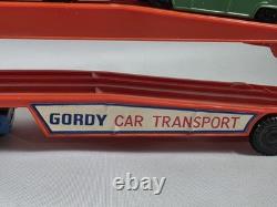 Vintage Plastic Gordy Car Transport Tractor Trailer Truck Transporter with Cars