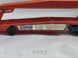 Vintage Plastic Gordy Car Transport Tractor Trailer Truck Transporter with Cars