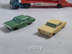 Vintage Plastic Gordy Car Transport Tractor Trailer Truck Transporter with Cars