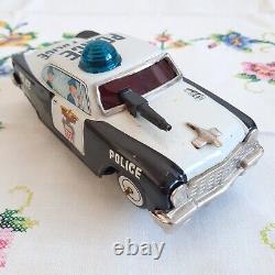 Vintage Police Tin Toy Car Bump N Go Ko Yoshiya 6 Inches Long Made In Japan