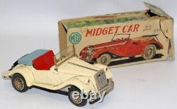 Vintage SSS (Japan) Tin Litho Friction 1955 Style MG Midget Roadster Toy Car