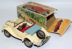 Vintage SSS (Japan) Tin Litho Friction 1955 Style MG Midget Roadster Toy Car