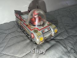 Vintage Space Patrol Tin Friction Toy Tank Car Japan 5 Space Vehicle Astronaut