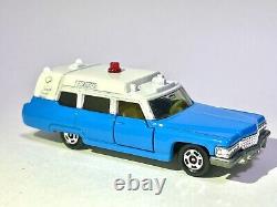 Vintage TOMICA Diecast Car CADILLAC AMBULANCE CUSTOM MADE BLUE & WHITE