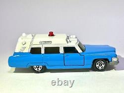 Vintage TOMICA Diecast Car CADILLAC AMBULANCE CUSTOM MADE BLUE & WHITE