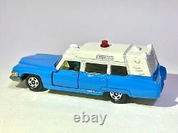 Vintage TOMICA Diecast Car CADILLAC AMBULANCE CUSTOM MADE BLUE & WHITE