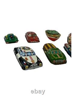 Vintage Tin Friction Japan Cars Lot Of 9 Toys Check Photos